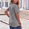 thumbnail image 3 of Plebaso T-Shirts à Rayures Col en V pour Femmes Manches Courtes Été Décontracté Blouses Amples pour Femmes, 3 of 7