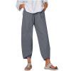 thumbnail image 1 of Pantalons en Lin pour Femmes Été Mode Décontractée Pantalons Solides Confortables Taille Haute Élastique Pantalons de Plage Décontractés Capris pour Femmes Été Décontracté Liquidation, 1 of 8