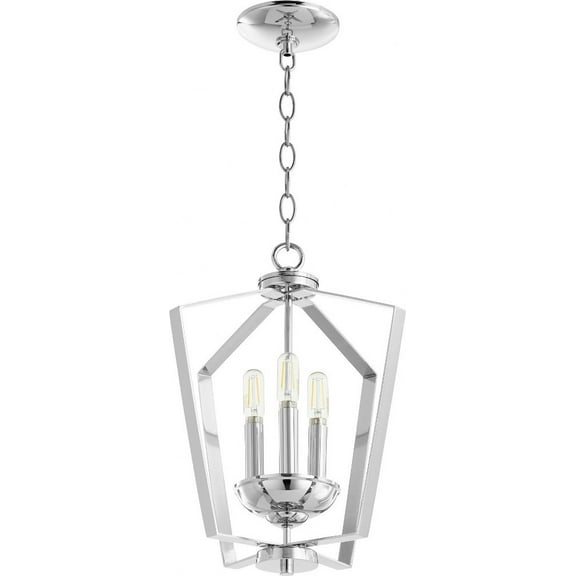 894-3-14 Quorum Lighting 3 Light Entry Pendant in Quorum Home Collection style - 13 inches wide by 15.5 inches high-Chrome Finish    -Traditional