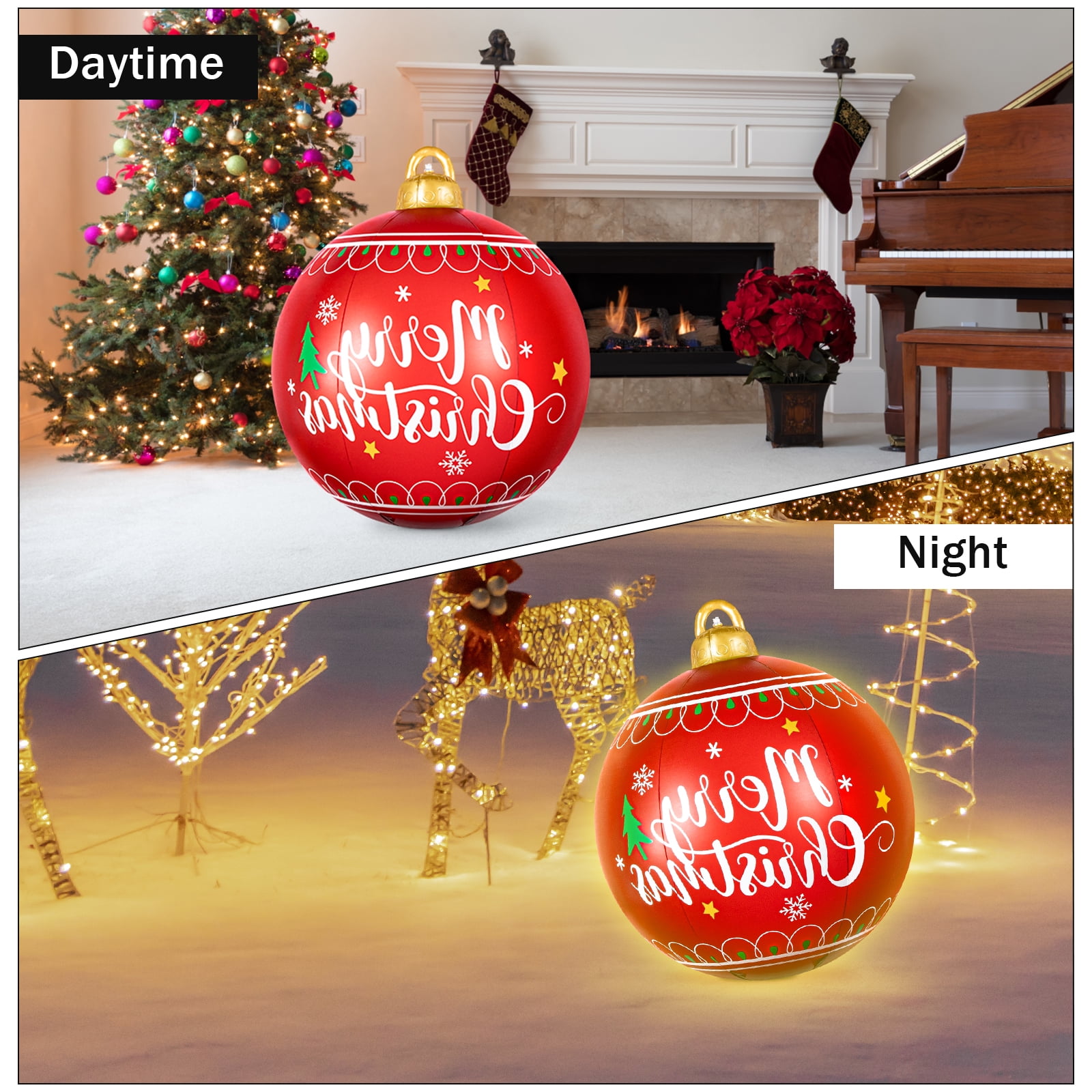 Yardi Yard 2 Pack 24" Outdoor Christmas Ornaments Light Up Inflatable Balls with Remote LED Light for Xmas Tree Hanging Decoration Yardi Yard 2 Pack 24" Outdoor Christmas Ornaments Light Up Inflatable Balls with Remote LED Light for Xmas Tree Hanging Decoration