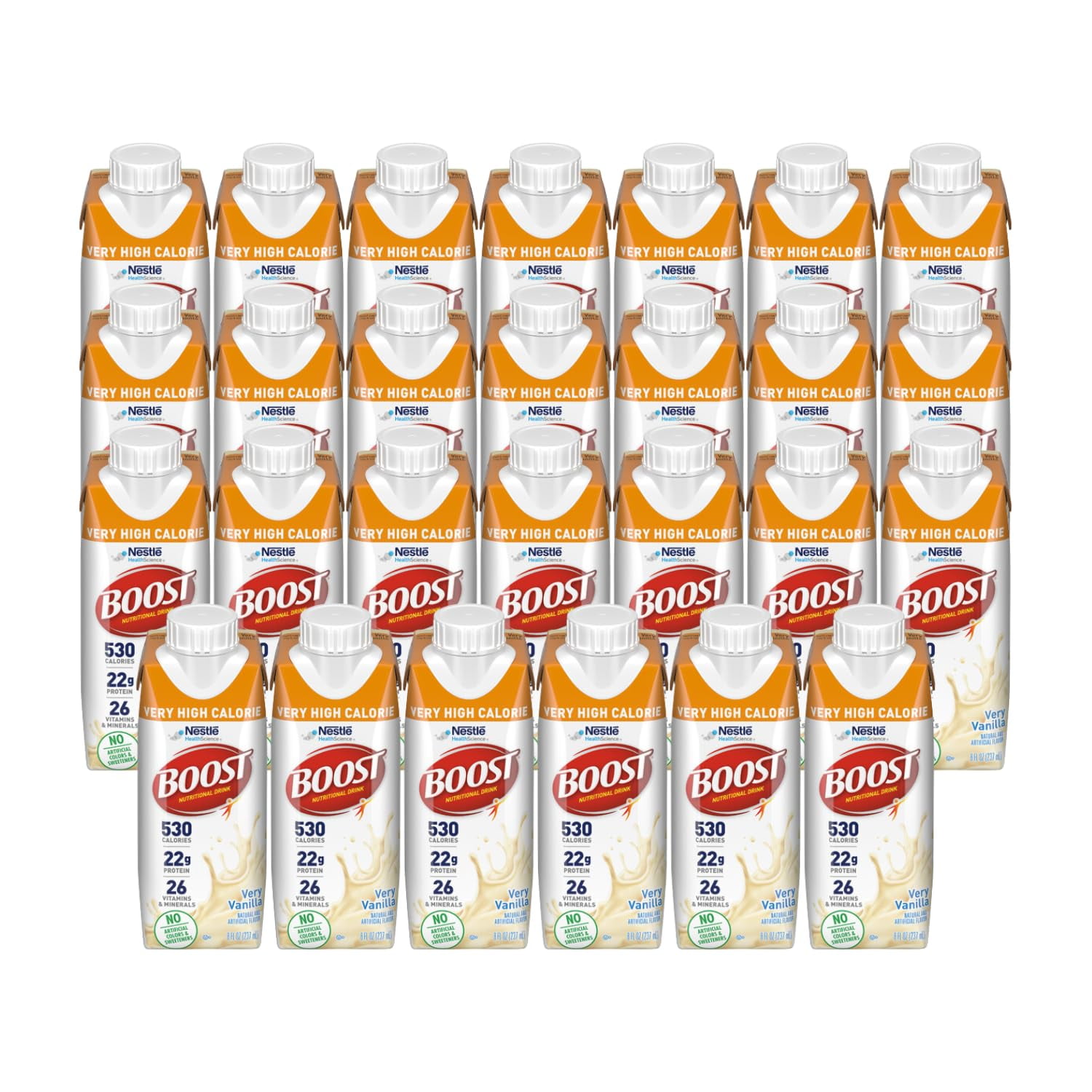 Boost Very High Calorie Nutritional Drink, Very Vanilla - 8 FL OZ (Pack of 27)