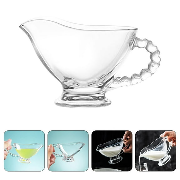 Glass Gravy Sauce Boat with Handle Clear Gravy Dish Coffee Milk Creamer Pitcher Mini Sauce Jug