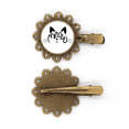 thumbnail image 1 of Cat Mewing Quote Animal Cartoon Vintage Metal Flower Hairpin Hair Piece Headdress, 1 of 3