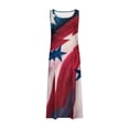 thumbnail image 2 of WREESH Women's Summer Long Dress Sleeveless Round Neck Printed Cotton Linen Independence Day Print Red, 2 of 5