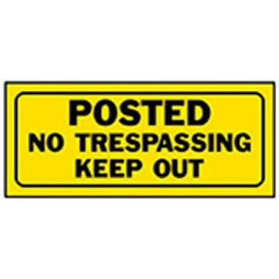 HY-KO Products 23004 Posted NO TRESPASSING Keep Out Heavy Duty Plastic Sign, 6" x 14", Black/Yellow