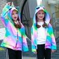 thumbnail image 2 of PASHOP Girls Hoodie Kids Jacket Zip Up Sweatshirt Rainbow Unicorn Clothes with Pockets, 2 of 5