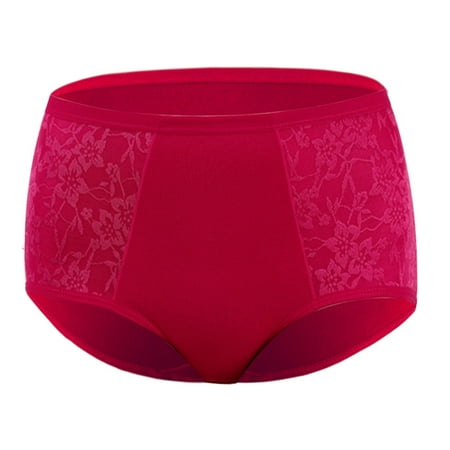 GHSOHS Womens Underwear Briefs Seamless Panties for Women Underwear Women s Breathable Lace Elastic Panties Mid Waist Sports Sports Briefs Cotton Crotch Seamless Underwear Watermelon Red Pantys  XL