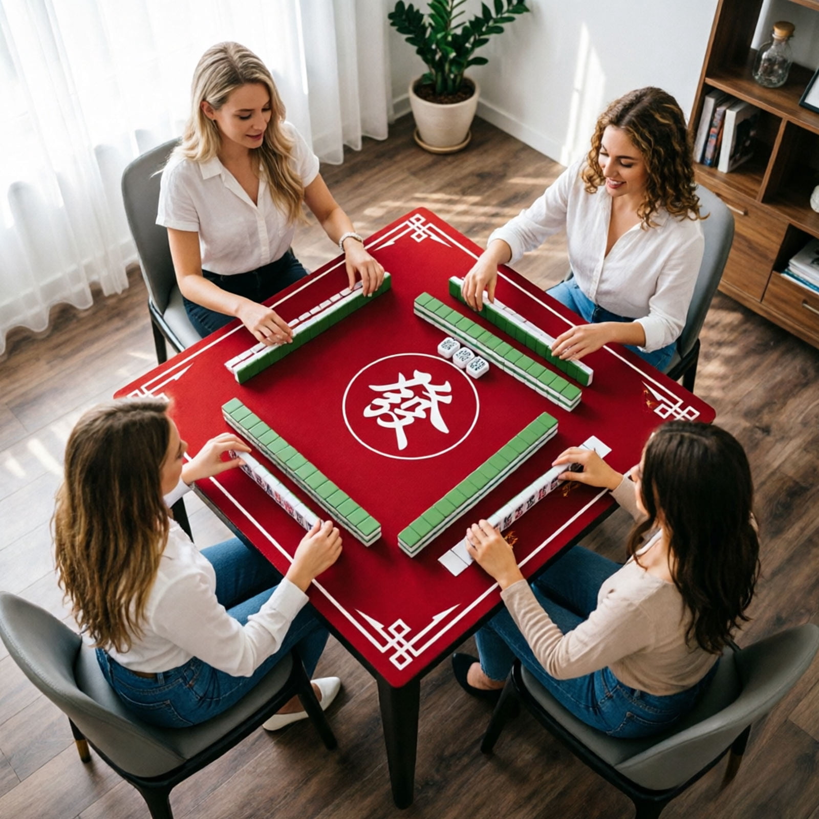 Heavy Duty 31.5 x 31.5 Inch Mahjong Table Mat Non Slip Noise Reducing Cover for Tile Game Poker Cards and Dominoes