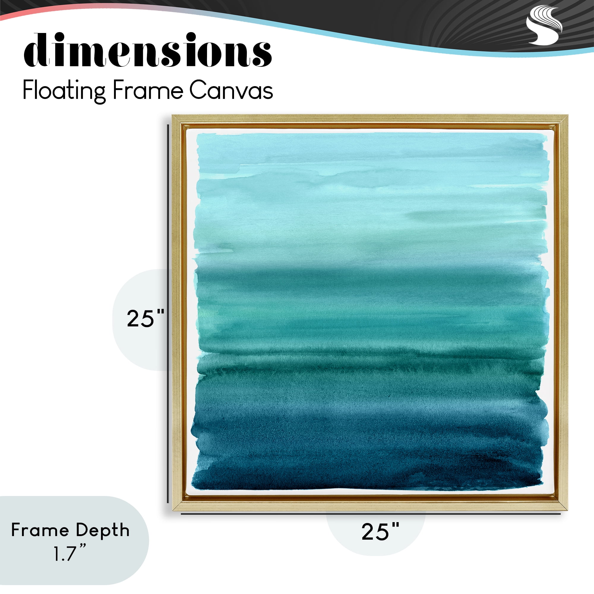 Stupell Industries Aqua Ombre Gradient Gold Framed Floater Canvas Wall Art, design by Allie Corbin