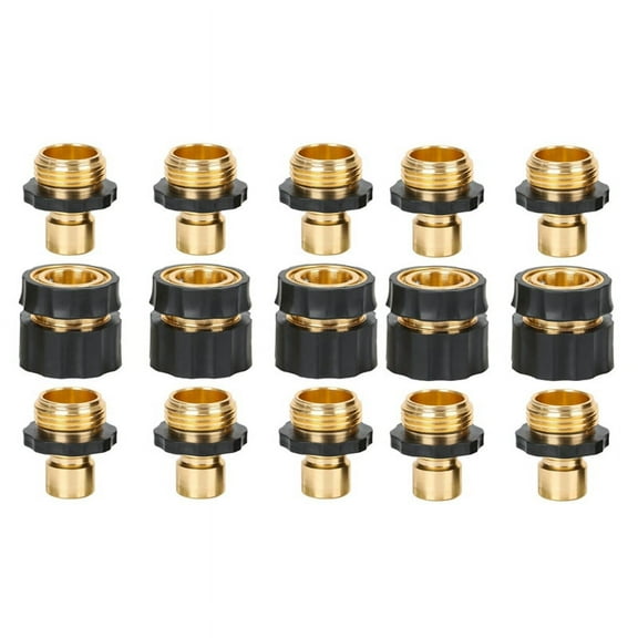 Garden Hose Quick Connect Fittings with Water Stop, Metal Quick-Connect Fittings, 3/4 Inch GHT Connector Set