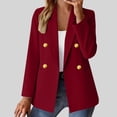 thumbnail image 2 of Staron Women's Casual Blazer Short Sleeve Button Pocket Collared Slim Fit Suit Coat Jacket, Wine 3XL, 2 of 5