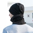 thumbnail image 4 of 2 Pcs/Set Men Hat Scarf Set Knitted High Elasticity Anti-slip Cozy Warm Solid Color Knitted Thick Plush Winter Cycling Riding Beanie Neck Warmer Set, 4 of 8