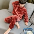 thumbnail image 4 of CCRFTGI Pajama Set for Boys Girls Flannel Relaxed Fit Fleece Lined Pjs Sleepwear Size 8 Soft Warm Winter Atching Sleepwear Set Tops+pants Red 7-8Y, 4 of 6
