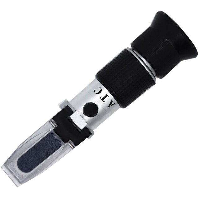 Refractómetro de Miel, Brix, Bálsamo y Humedad del Agua 3 en 1 Probador de Miel con ATC. 58-90% Brix, 38-43 Be' y 12-27% rango de medición de humedad del agua para miel, abejas, negro, una pieza, A