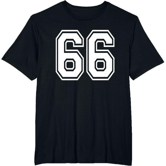 t-shirt Number 66 66th Birthday Gift Player Team Numbered Jersey T-Shirt mens，black，women，funny，men，journey，Crew Neck, Short Sleeve,printing