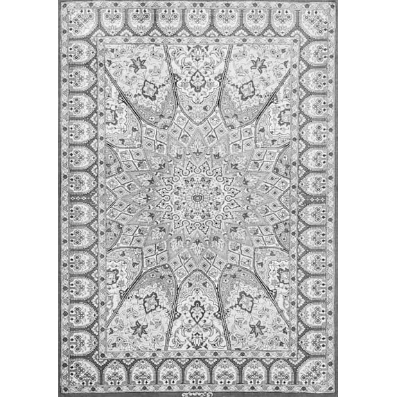 Ahgly Company Indoor Rectangle Medallion Gray Traditional Area Rugs, 2' x 5'
