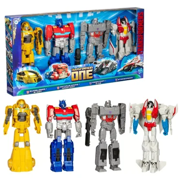 Transformers One Action Figure 4pk: 22 Points of Articulation, Superheroes and Comics Theme, 6 Years and Up