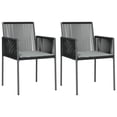 thumbnail image 2 of vidaXL 3 Piece Garden Dining Set with Cushions Black Poly Rattan and Steel, 2 of 5