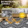 thumbnail image 3 of HIWEAVER 9' x 18' Gray/White Outdoor Rug PP Plastic Straw Woven Waterproof Patio Rug with Border Portable Outside Carpet for Balcony Deck Picnic Garden Decor, 3 of 7