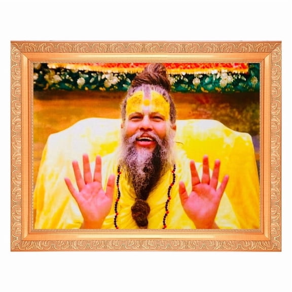 Bm Traders Premanand Govind Sharan ji Maharaj Beautiful Digital Print Photo In ArtWork Golden Frame (11 x 14 Inch)OR(27.94 X 35.56 Cm) Religious Gifting