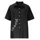 thumbnail image 3 of Gibobby Camisetas Mujer Baratas Manga Corta Algodón Casual Suelto Personalidad Impreso Solapa Botón Manga Corta(Negro,XL), 3 of 4