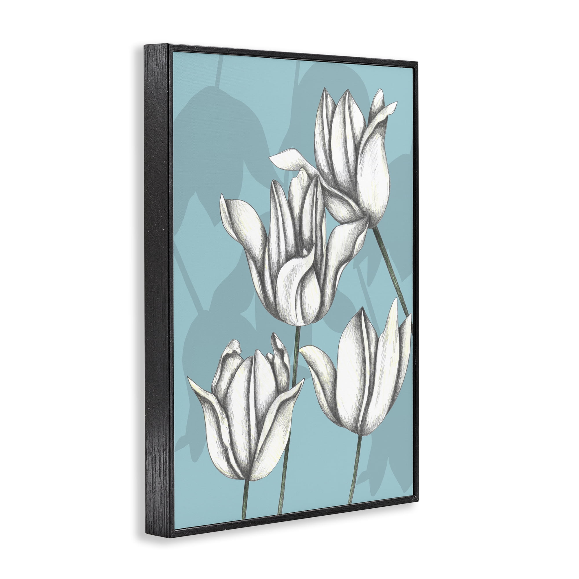 Sketched Tulips Keep Growing Black Framed Giclee Art, design by Cecilia Battaini