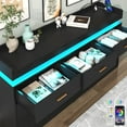 thumbnail image 4 of ChVans Black Dresser with LED Light and Charging Station, Modern Wood Dresser with Wide Drawers and Metal Handles, 7 drawer dresser for Bedroom, Living Room, Entryway, Hallway, 4 of 9