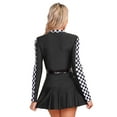 thumbnail image 2 of Zaldita Womens Checkerboard Racer Dress with Belt Long Sleeve Front Zipper Pleated Skirt Racing Driver Dress Black L, 2 of 6