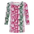 thumbnail image 5 of LEBONYARD Ladies' Christmas Printing Round Neck Sweatshirts Casual 3/4 Sleeve Loose Fit Top, 5 of 5