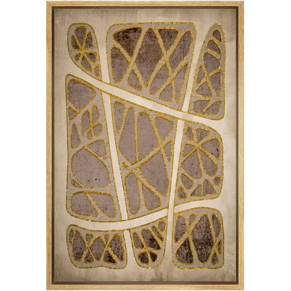 IDEA4WALL Framed Canvas Wall Art Interweaving Mesh Abstract Geometric Print Minimal Brown & Beige Abstract Modern Art Contemporary Relax/Calm for Living Room, Bedroom, Office - 24"x36" Natural