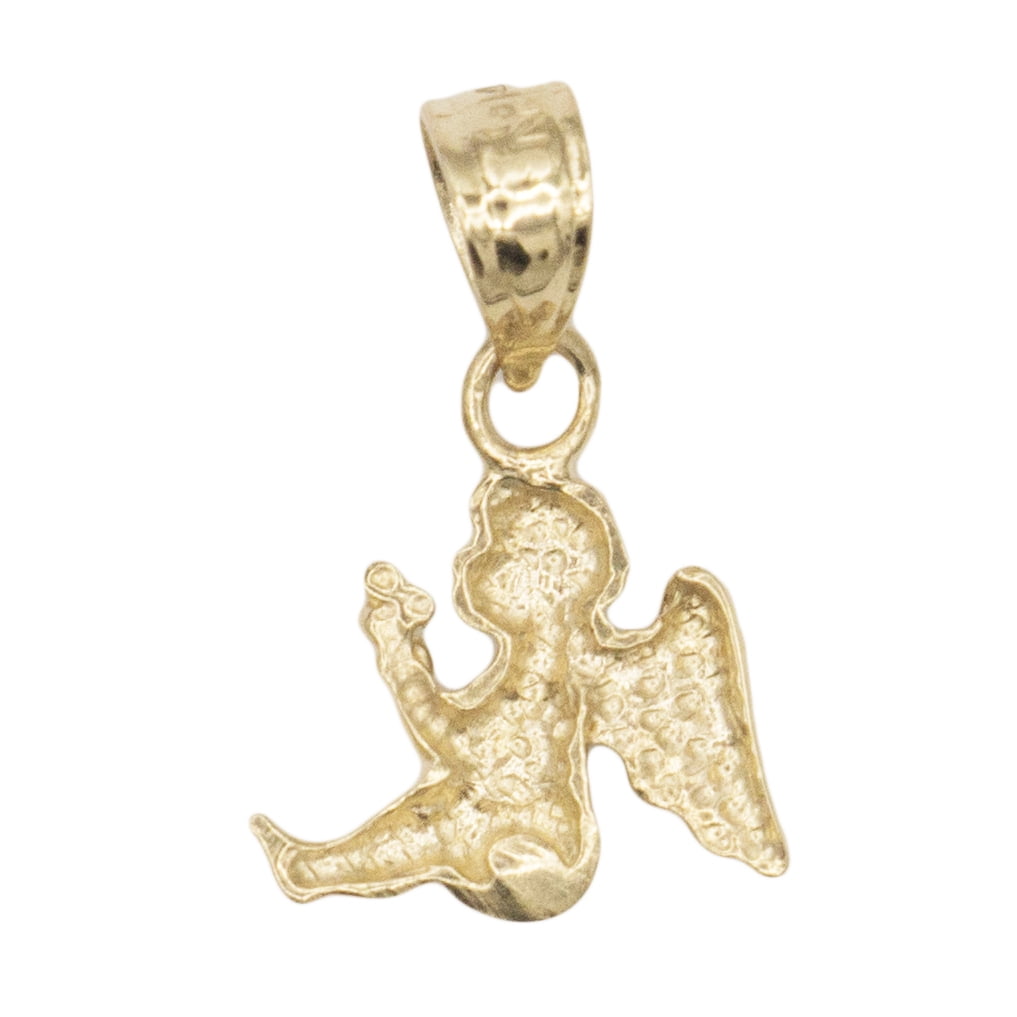 High Polished 14K Yellow Gold Religious Dainty Praying Prayer Hands Pendant with Figaro Necklace