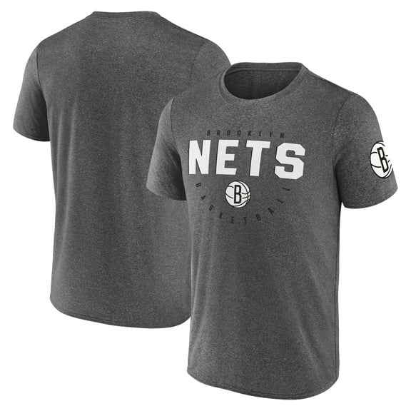 Men's Logo Athletic Heather Charcoal Brooklyn Nets Block Practice Performance T-Shirt