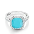 thumbnail image 2 of Gem Stone King 2.50 Ct Cushion Green Turquoise White Created Sapphire 925 Sterling Silver Ring, 2 of 6