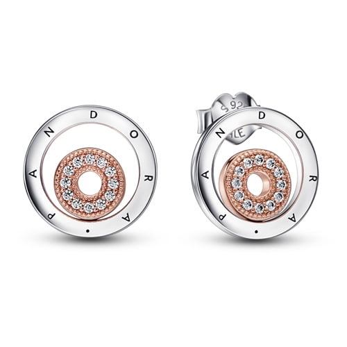 Pandora Signature Two-tone Logo Circles Stud Earrings