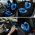 thumbnail image 2 of Yuyamidu 13 PCS Car Seat Cover Set Cute Cat Steering Wheel Cover Seat Belt Covers Center Console Pad Blue Hibiscus Cup Coasters Key Chain for Truck Van SUV Sedan, 2 of 6