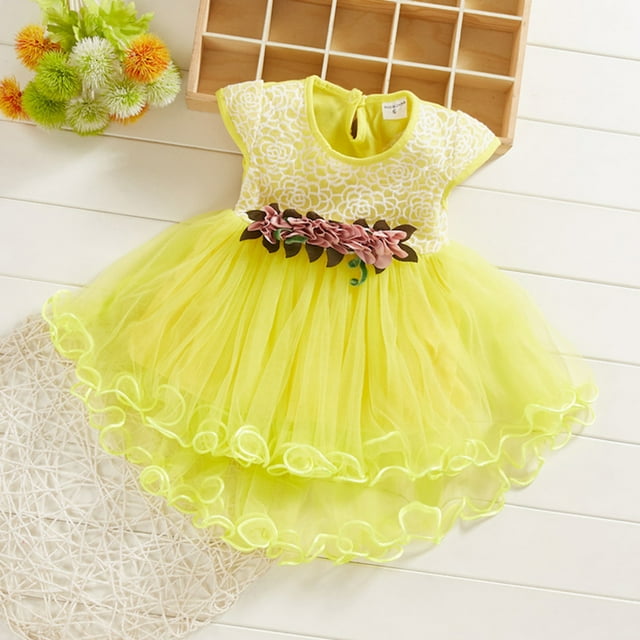 Floral Ruffle Sleeve Girls Party Dress for and Celebrations with Elegant Design and Comfortable Fit