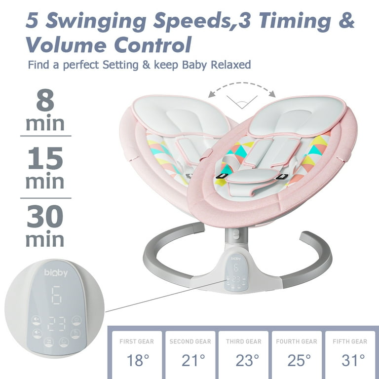 Baby Swing for Infants Unisex Infant Swing Chair with Remote Control Bluetooth Music Touch Panel Pink