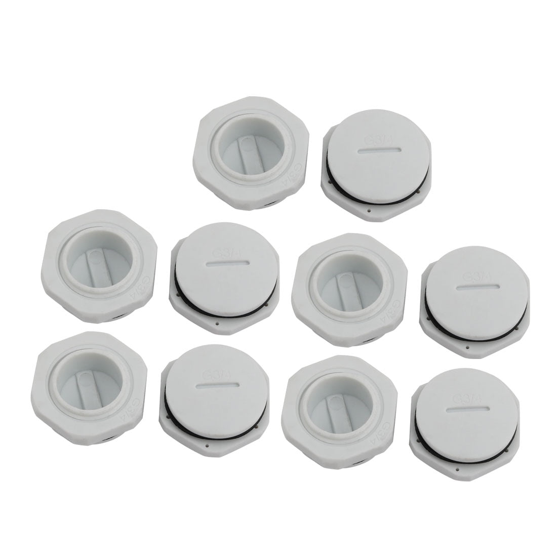 10pcs GLWG 3/4 Nylon Thread Cable Gland Cap Round Screwin Cover Gray
