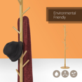 MoNiBloom Wood Adjustable Coat Rack, Modern Free Standing Hat Handbag