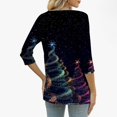 thumbnail image 7 of Womens Christmas 3/4 Sleeve Tops with Buttons V Neck Graphic Tshirts Printed Holiday Outfits Cute Tee Shirts (3XL, Dark Blue), 7 of 7