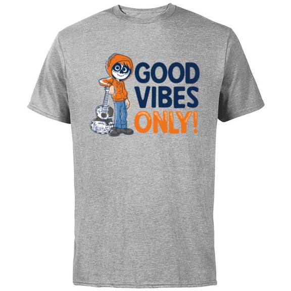 Disney PIXAR Coco Miguel Good Vibes Only - Short Sleeve Cotton T-Shirt for Adults - Customized-Athletic Heather