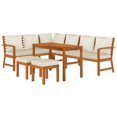 thumbnail image 2 of vidaXL 7 Piece Patio Dining Set with Cushions Solid Wood Acacia, 2 of 10