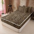 thumbnail image 2 of Meiyoeat Textured Leopard Print Zipper Full Size Comforter Sets with Fitted Sheet and 2 Pillowcases, Retro Furry Animal Pattern Zipper Bedding Set, Brown Black,4pcs,Black Reversible, 2 of 6
