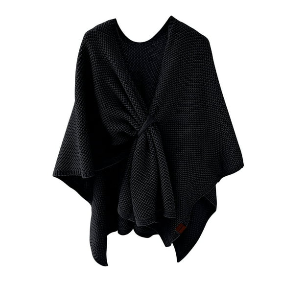DeHolifer Women's Elegant Shawl Wrap - Cross Front Solid Color Poncho Cape - Wrap Topper Knitted Cardigans Sweater Shawls