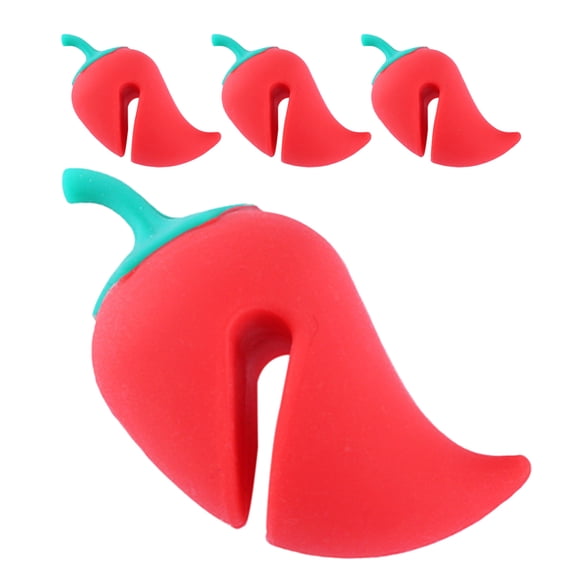 Pretyzoom 4Pcs Red Pot Lid Lifters Silicone Cover Stand for Soup and Pan Cooking
