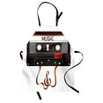 thumbnail image 1 of 70s Party Apron Broken Analogue Audio Cassette Music Playing Record Vintage Technology, Unisex Kitchen Bib Apron with Adjustable Neck for Cooking Baking Gardening, Orange Caramel White, by Ambesonne, 1 of 3