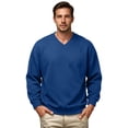 thumbnail image 5 of Men's Soft V Neck Sweatshirt Breathable Solid Color Ribbed Cuffs Pullover Outdoor Athletic Long Sleeve Sweatshirts Fall Fashion Top Blue XL, 5 of 6