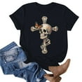 thumbnail image 2 of Cxenplz Graphic Tees for Women Funny Skull T-Shirt Plus Size Summer Tops Cute Casual Short Sleeved Blouses Fashion Clothes, 2 of 6