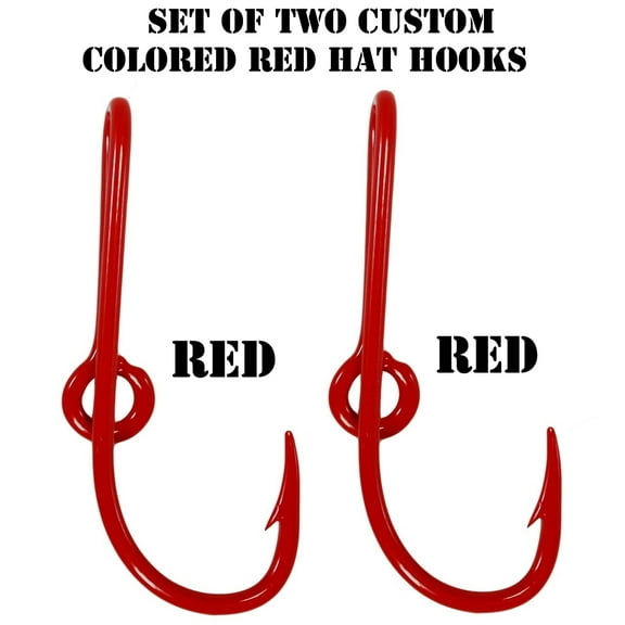 Custom Colored Eagle Claw Red Hat Fish Hooks for Cap (Set of Two Hat Hook pins) Two Red Hat Hook Clip