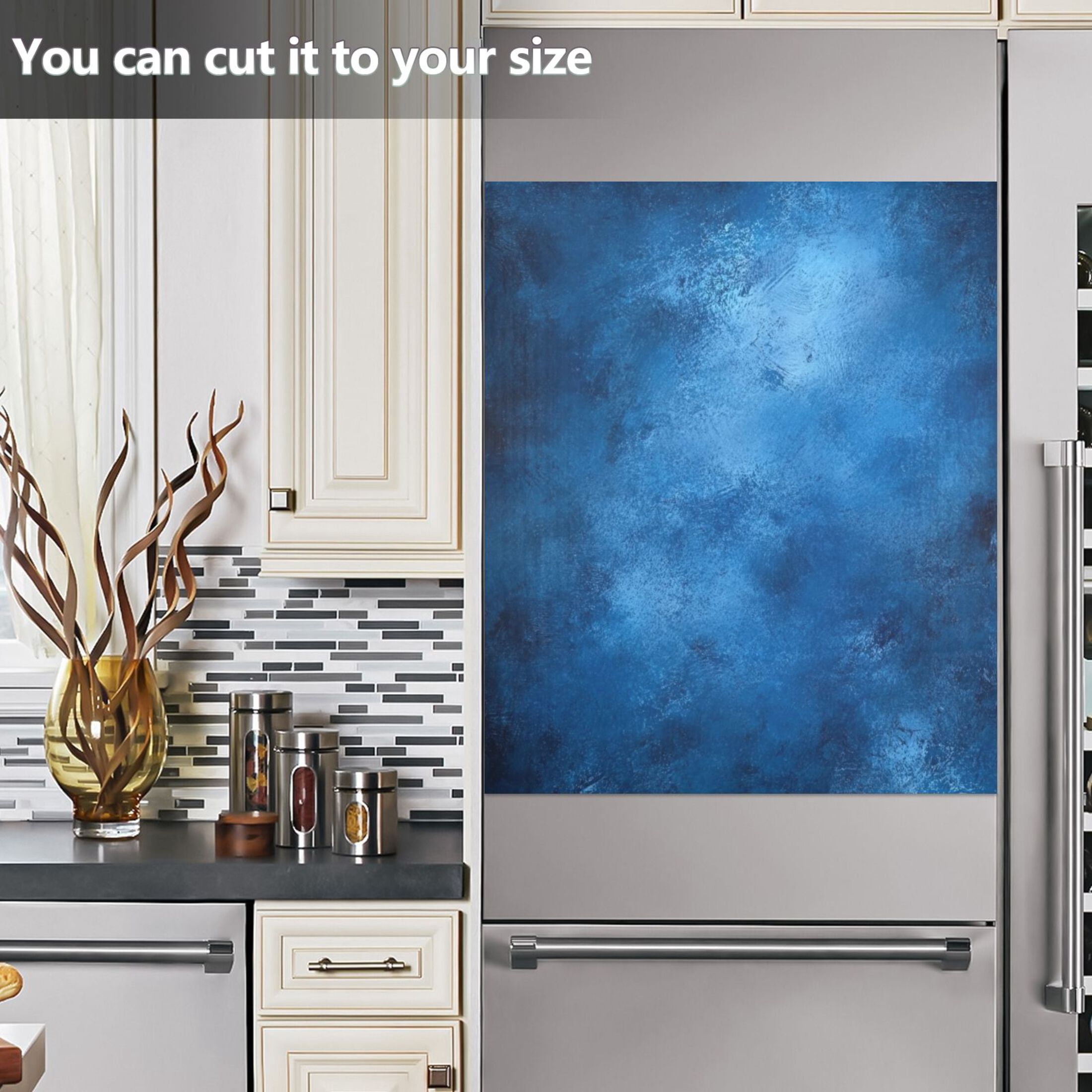 Dishwasher Magnetic Sticker 23x26 Inch Refrigerator Magnetic Sticker Washing Machine Magnetic Sticker Kitchen Panel Magnetic Sticker Home Decor Blue Oil Painting